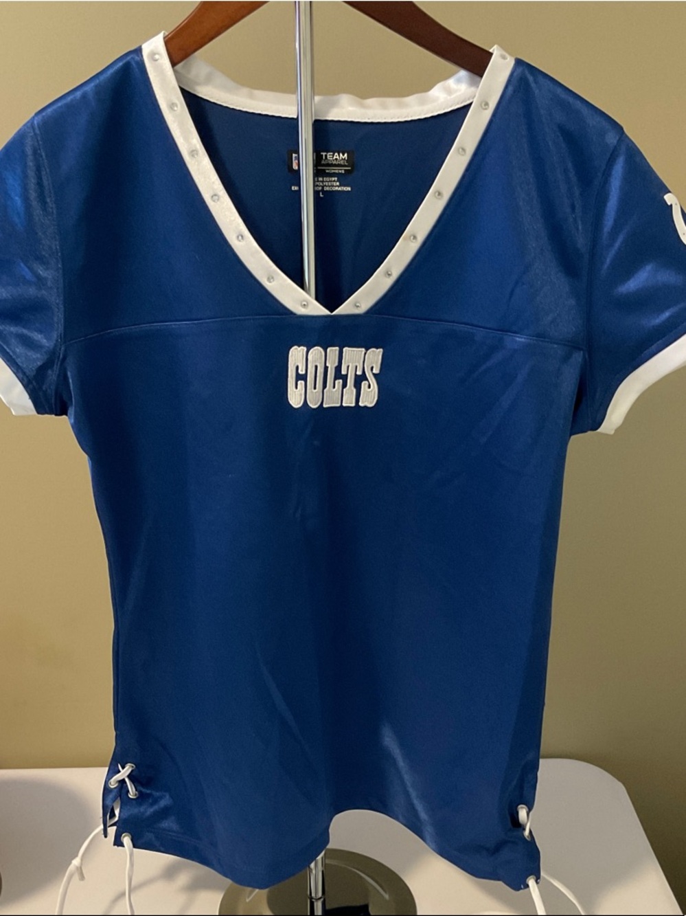 NFL Blue and White Women's Team Apparel V-Neck Top